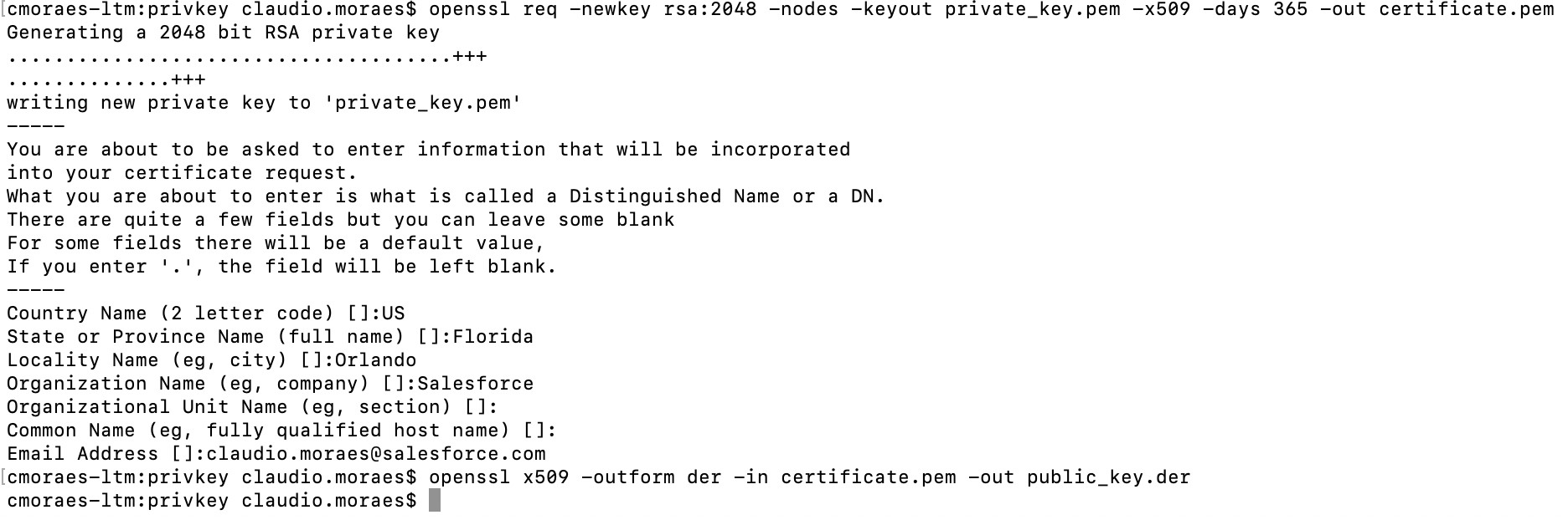 Certificate generation