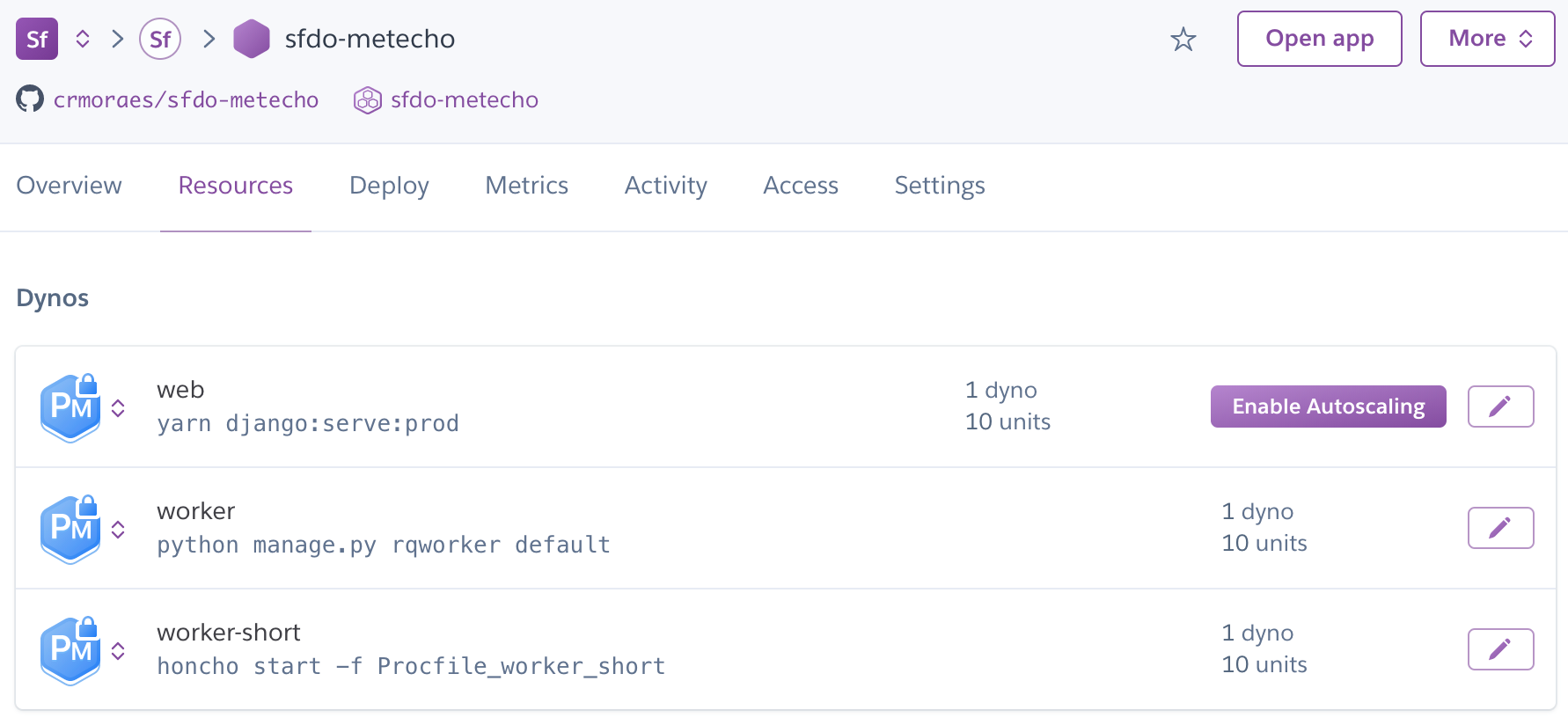 Heroku dyno config