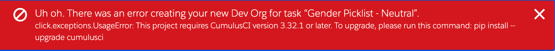 Error reading "This project requires CumulusCI version X or later