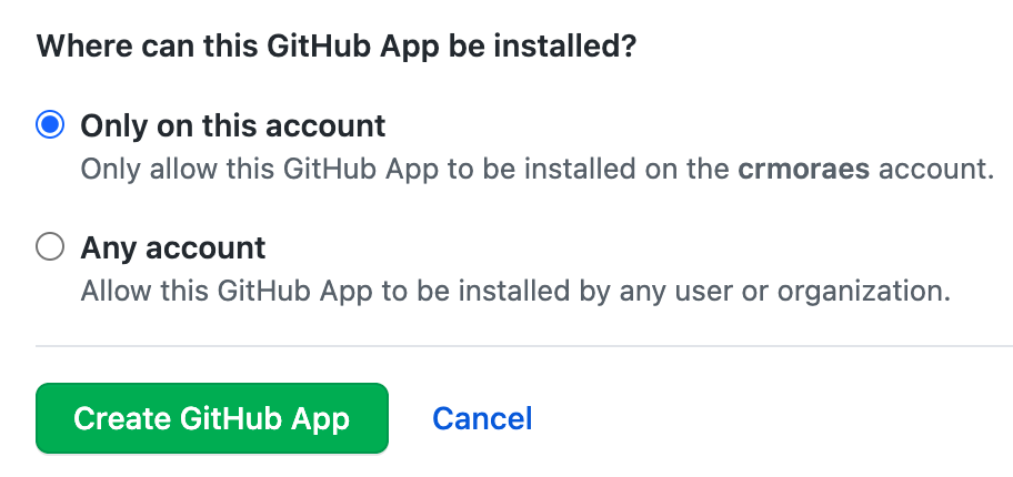 Create GitHub app