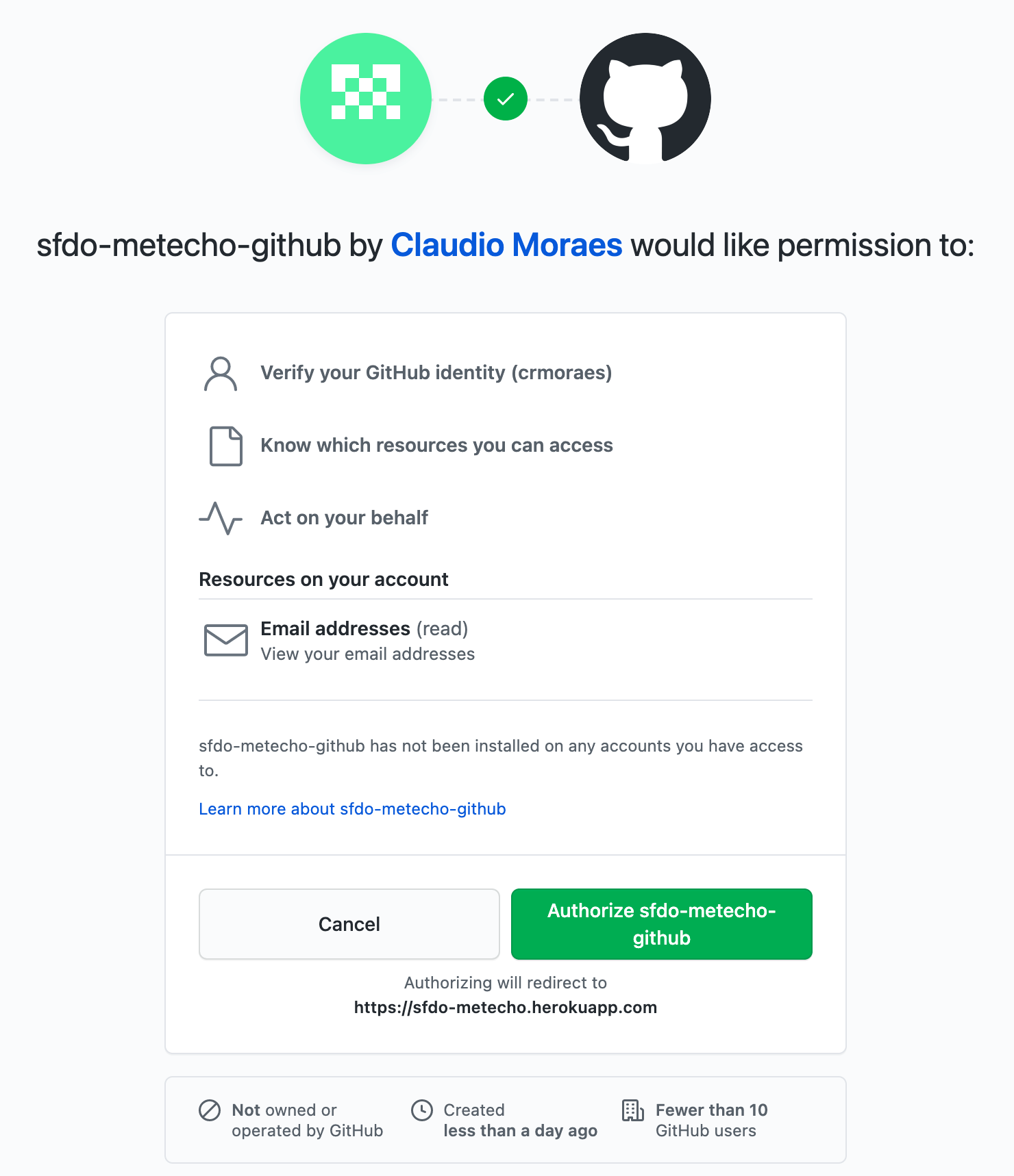 GitHub app authorization