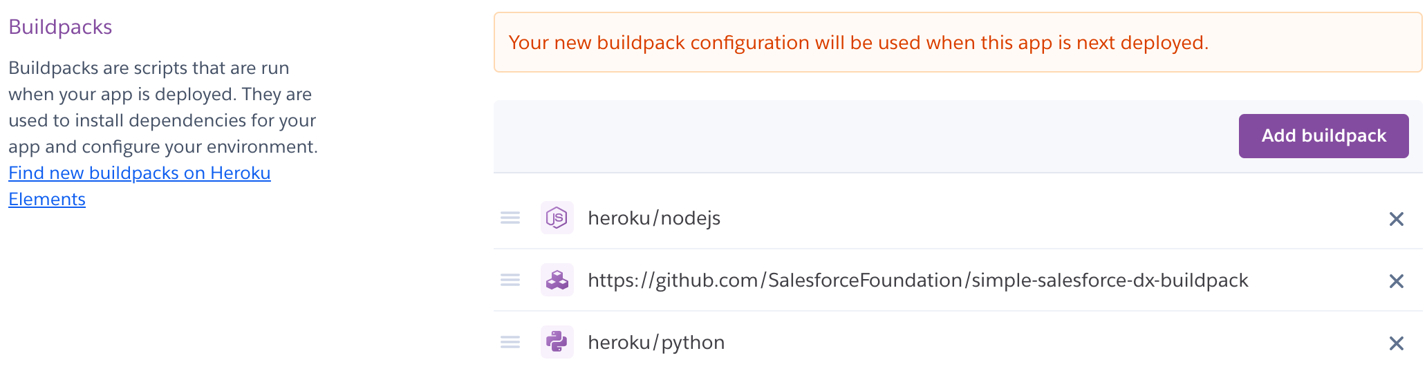 Buildpack configuration